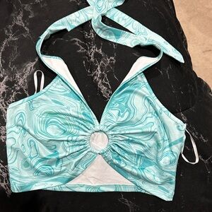 Turquoise Halter Crop Top